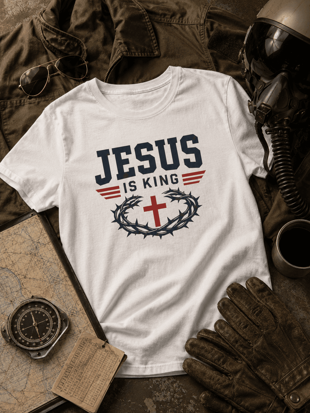 Jesus Is King T-Shirt | Christian Cross Crown of Thorns Faith Tee