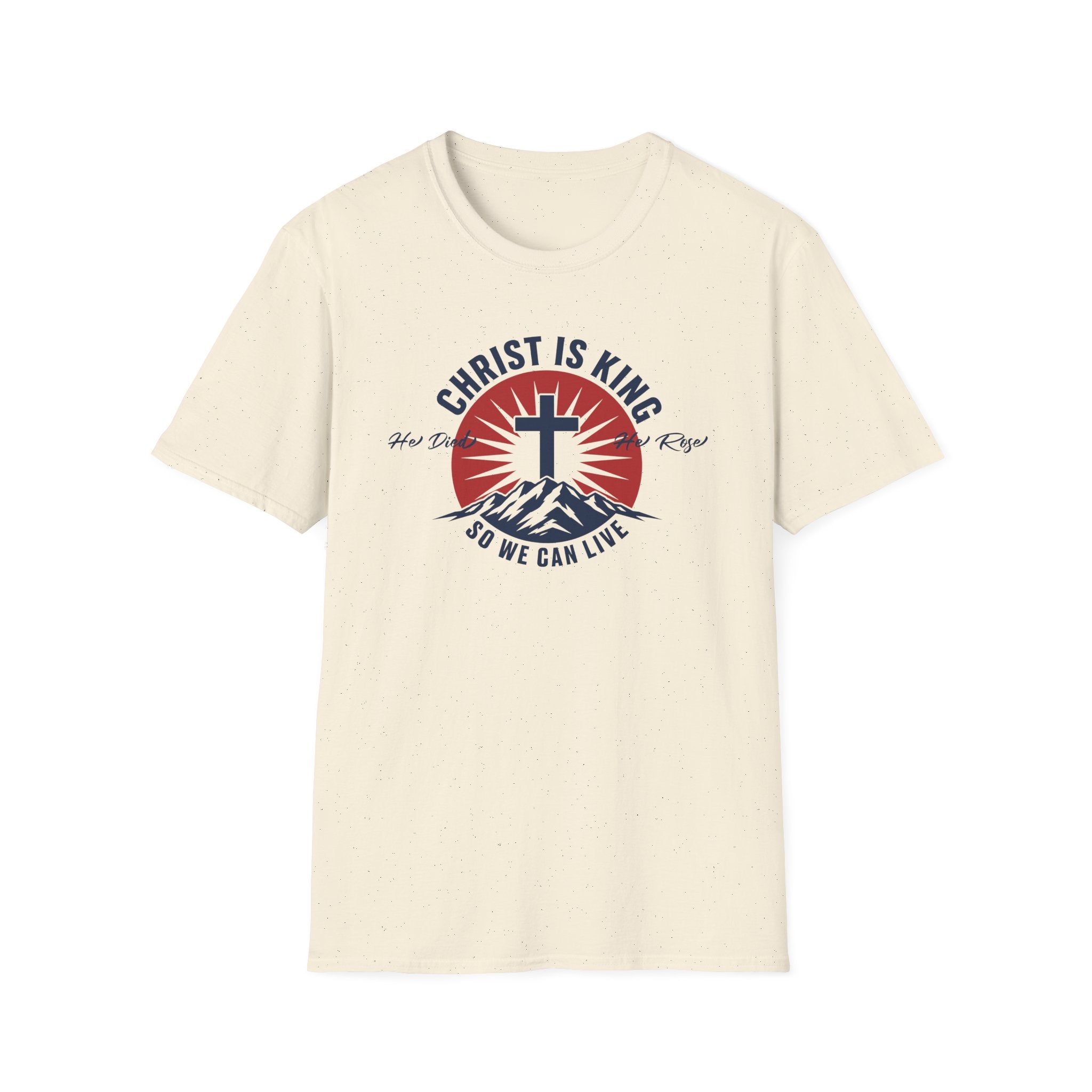 Christ Is King cross sunrise mountain T-Shirt | Christian faith shirt