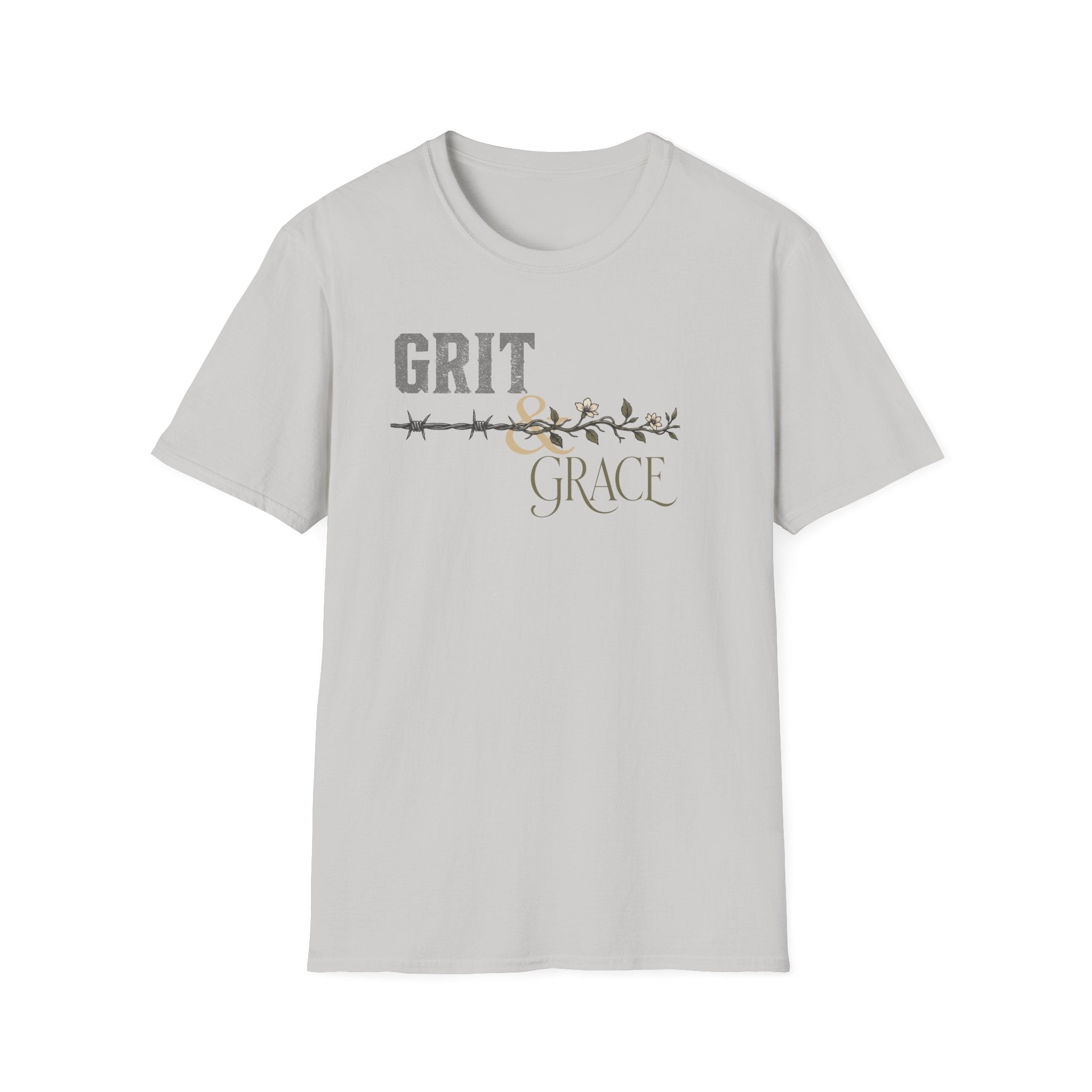 Grit & Grace T-Shirt | Barbed Wire Floral Typography