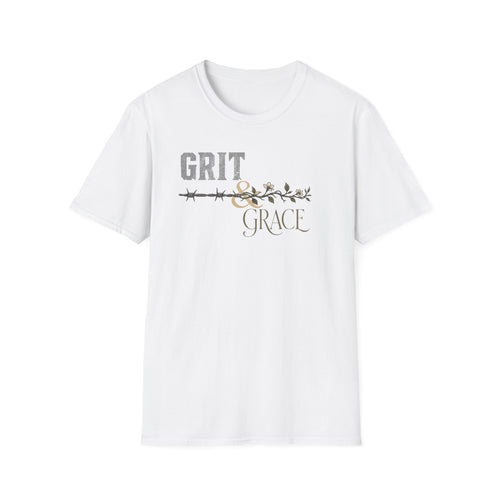 Grit & Grace T-Shirt | Barbed Wire Floral Typography