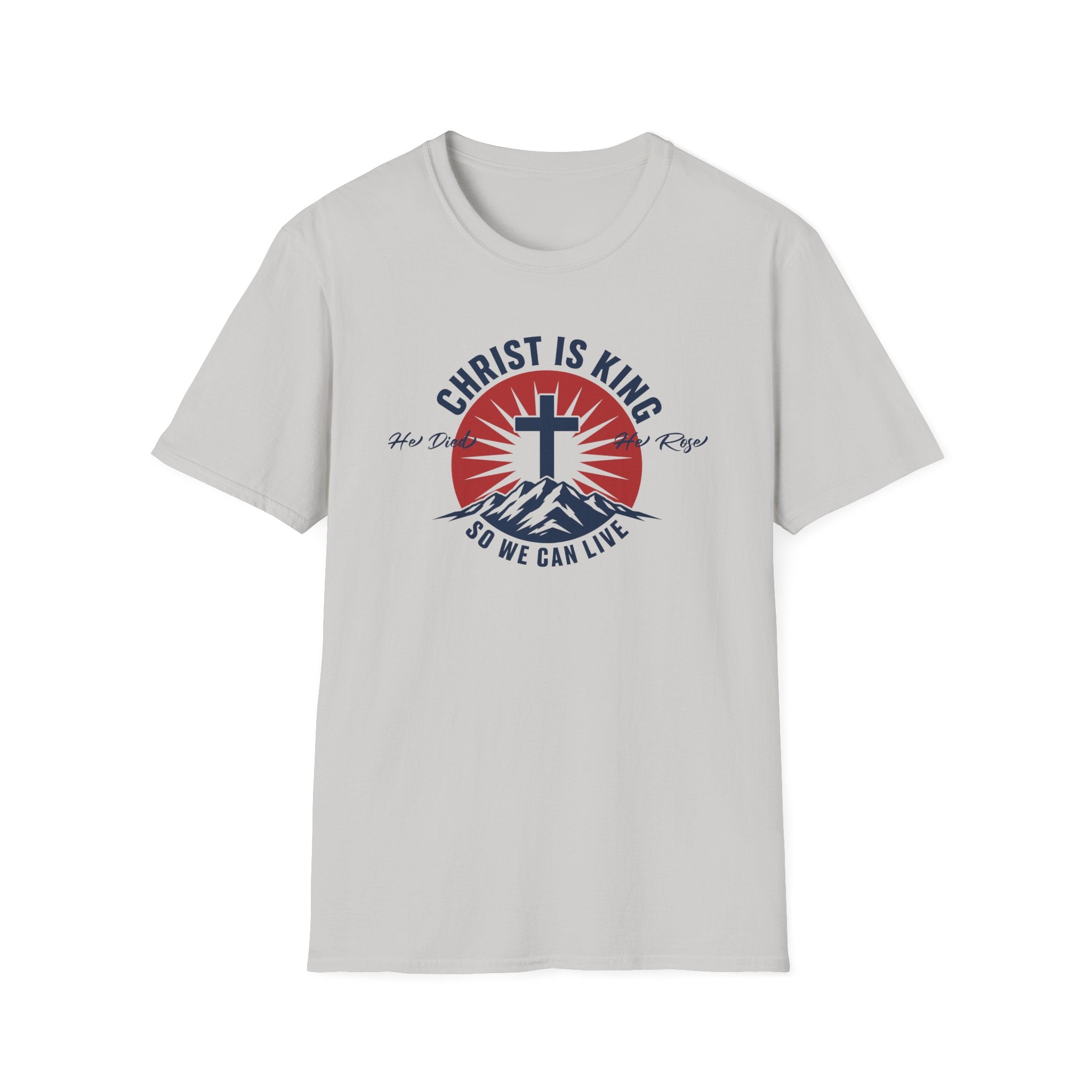 Christ Is King cross sunrise mountain T-Shirt | Christian faith shirt