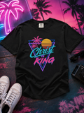 Christ Is King Retro Sunset T-Shirt | Vaporwave Palm Triangle Print