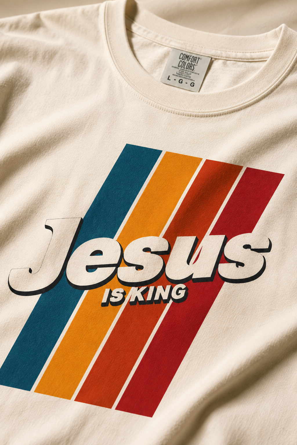 Jesus Is King T-shirt | Retro Stripes Christian Tee