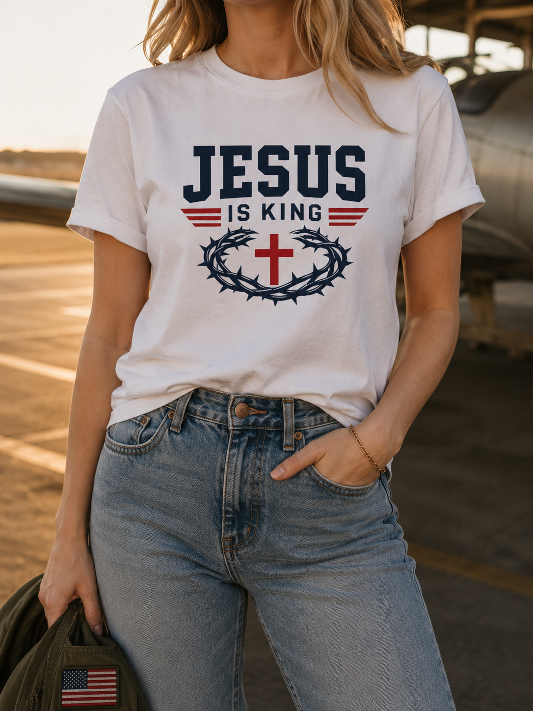 Jesus Is King T-Shirt | Christian Cross Crown of Thorns Faith Tee