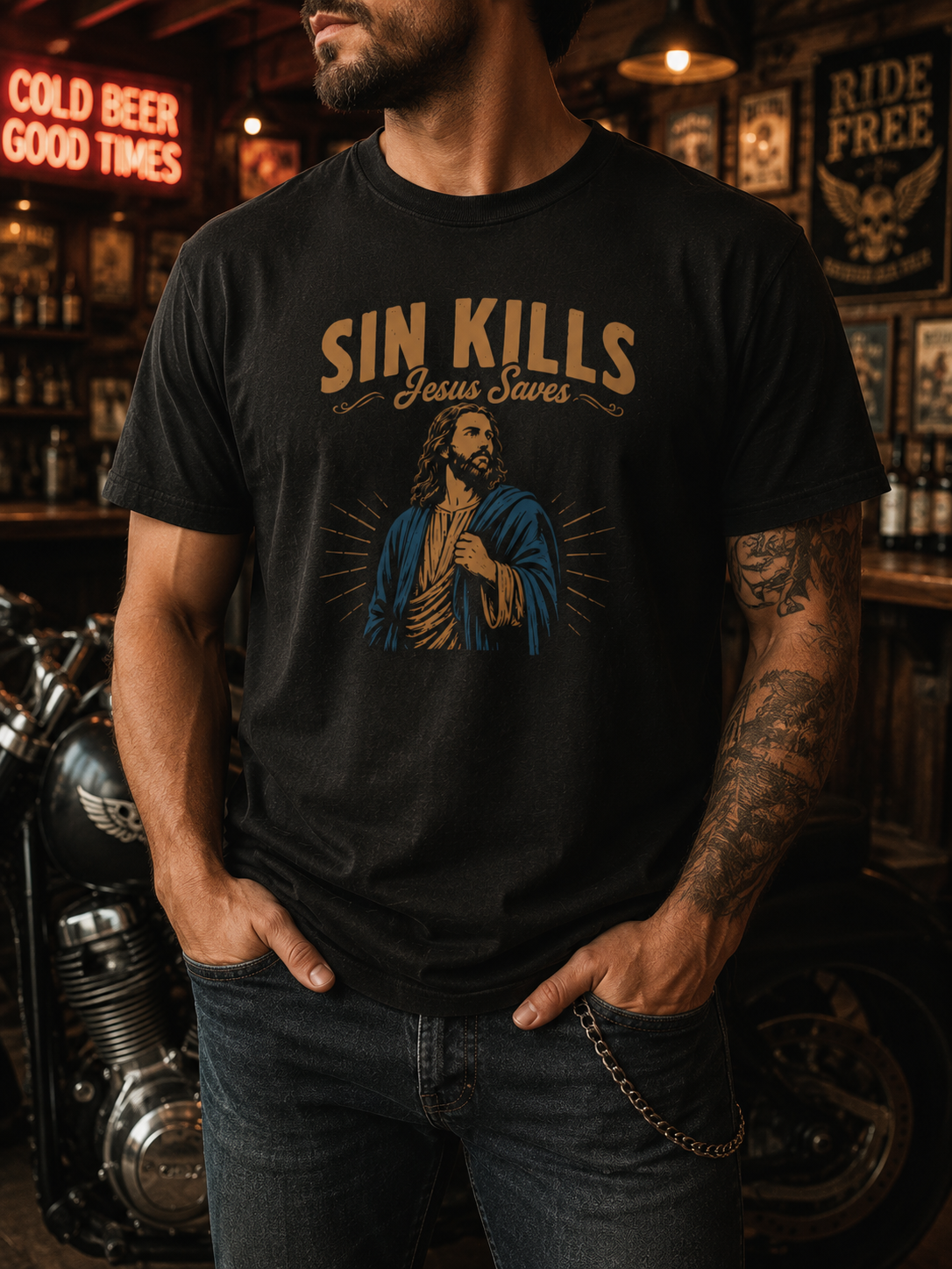 Sin Kills Jesus Saves T-Shirt | Jesus Graphic Tee, Religious Christian Shirt