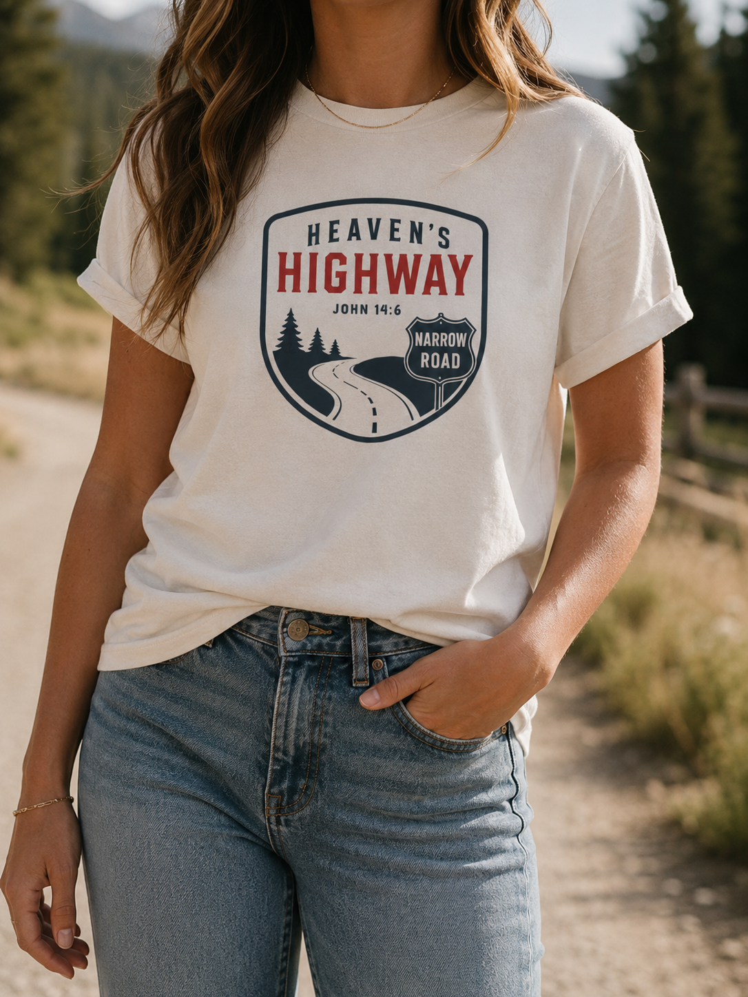 Heaven's Highway John 14:6 T-Shirt | Narrow Road Christian Faith Tee