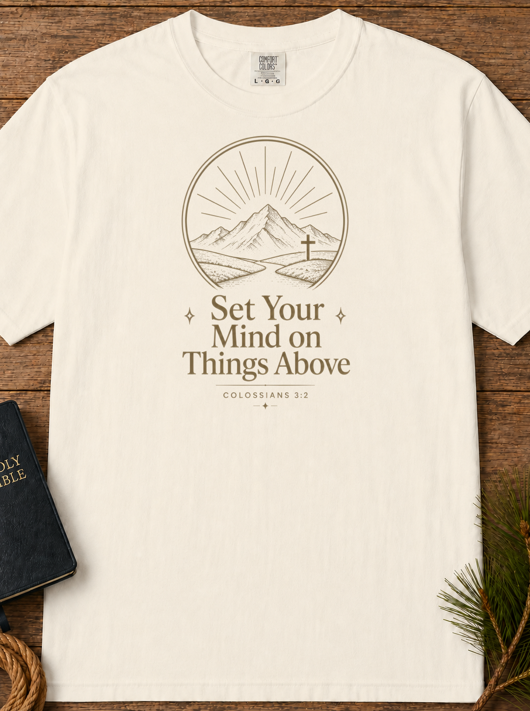 Set Your Mind on Things Above T-Shirt — Inspirational Mountain Graphic Tee