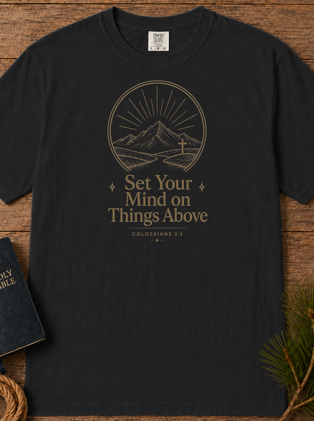 Set Your Mind on Things Above T-Shirt — Inspirational Mountain Graphic Tee