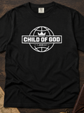 Child of God Graphic T-Shirt — Faith-Based Globe Design (1 John 3:1)
