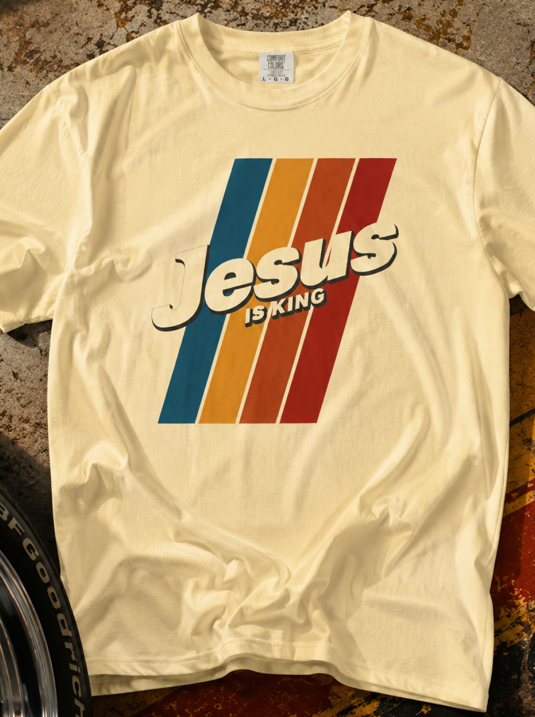 Jesus Is King T-shirt | Retro Stripes Christian Tee