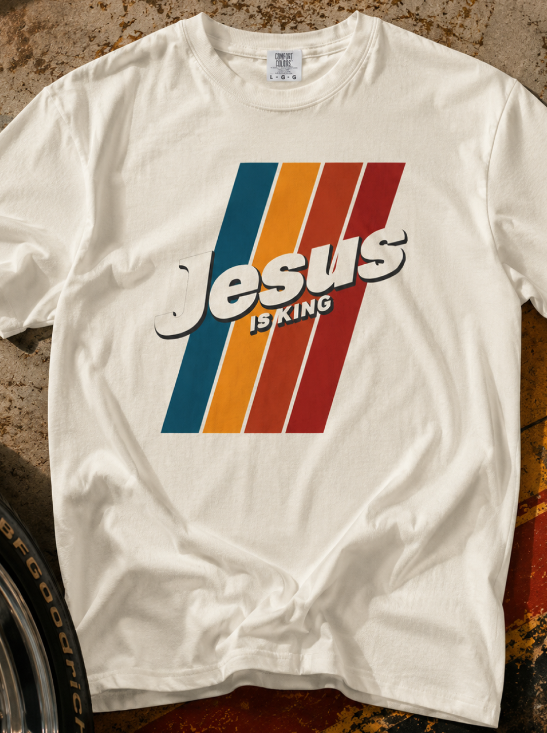 Jesus Is King T-shirt | Retro Stripes Christian Tee