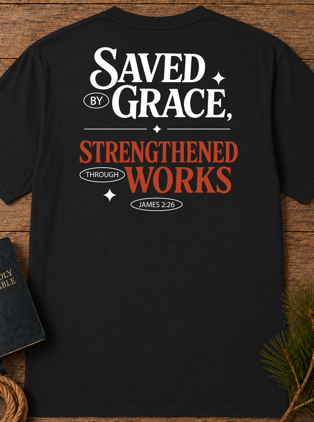 Saved by Grace T-Shirt — Vintage Garment-Dyed Back Logo Tee
