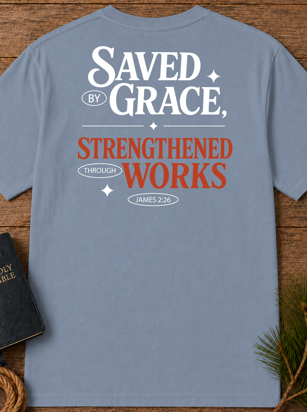 Saved by Grace T-Shirt — Vintage Garment-Dyed Back Logo Tee