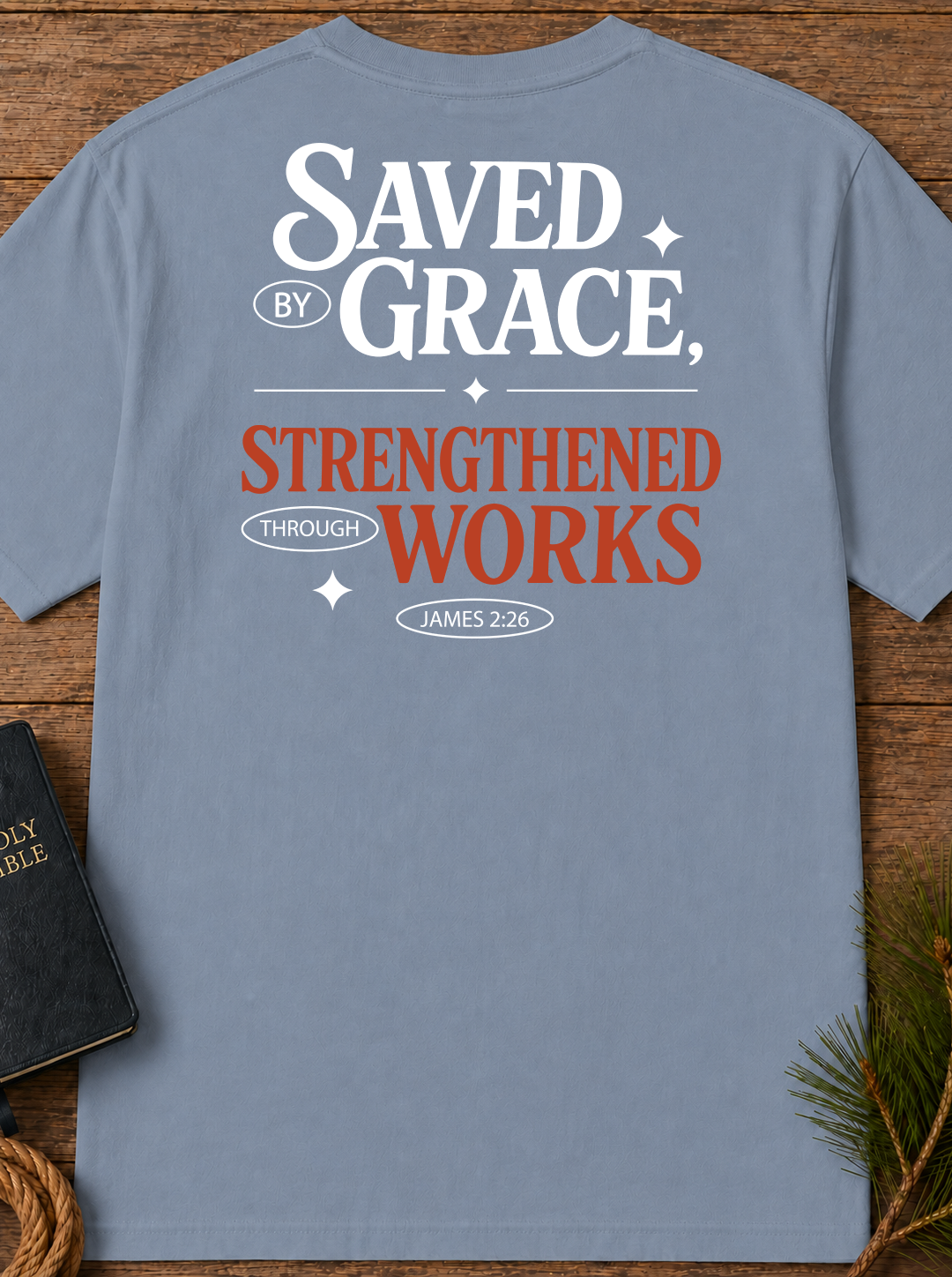 Saved by Grace T-Shirt — Vintage Garment-Dyed Back Logo Tee
