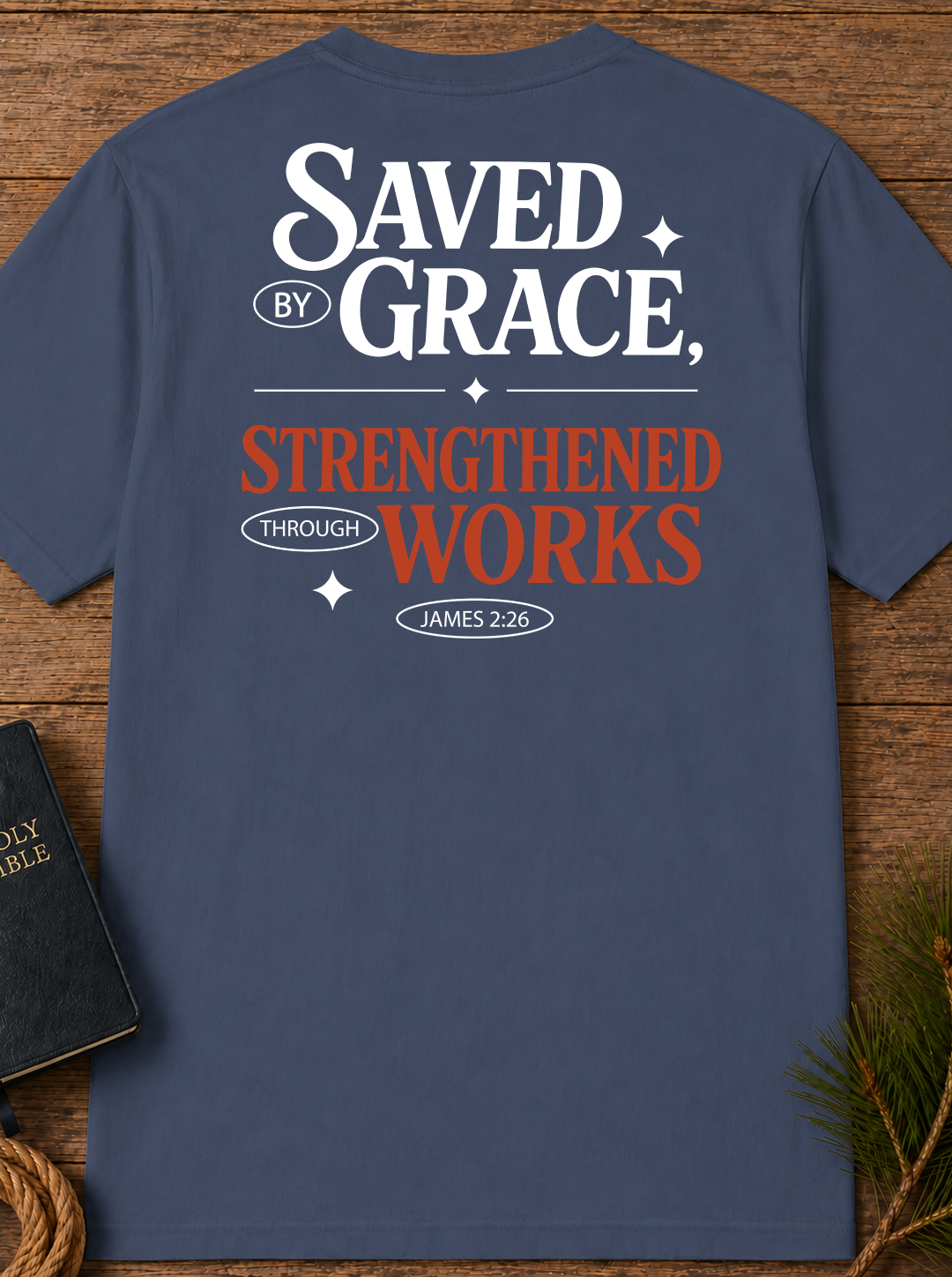 Saved by Grace T-Shirt — Vintage Garment-Dyed Back Logo Tee