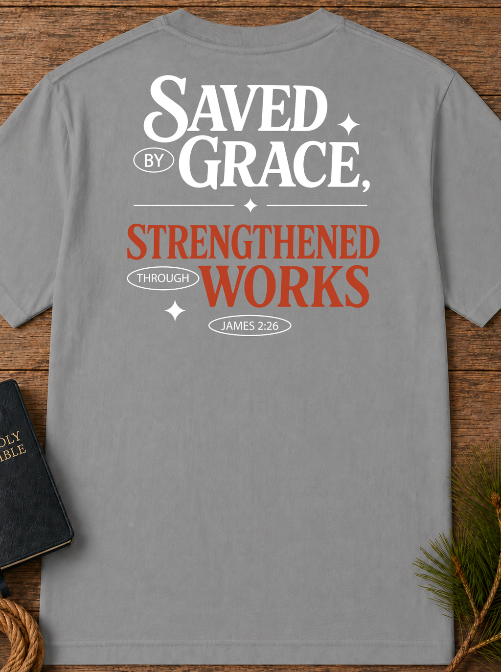 Saved by Grace T-Shirt — Vintage Garment-Dyed Back Logo Tee