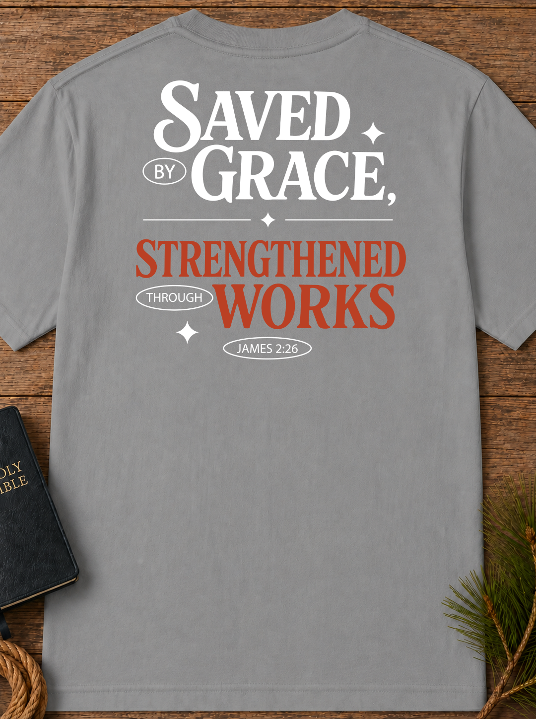 Saved by Grace T-Shirt — Vintage Garment-Dyed Back Logo Tee