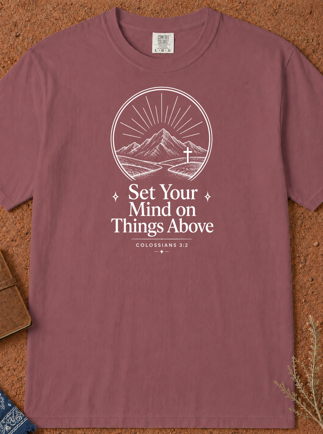 Christian Mountain T-Shirt — "Set Your Mind on Things Above" Inspirational Tee