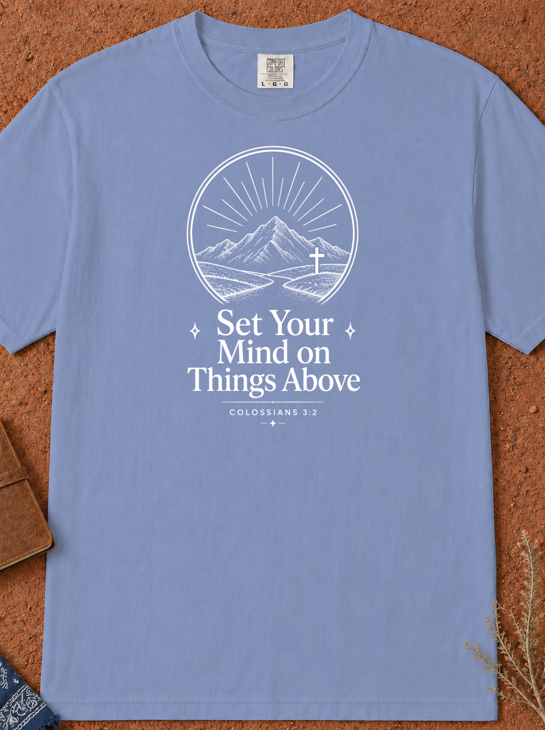 Christian Mountain T-Shirt — "Set Your Mind on Things Above" Inspirational Tee