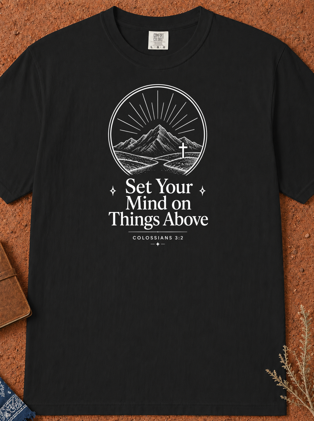 Christian Mountain T-Shirt — "Set Your Mind on Things Above" Inspirational Tee