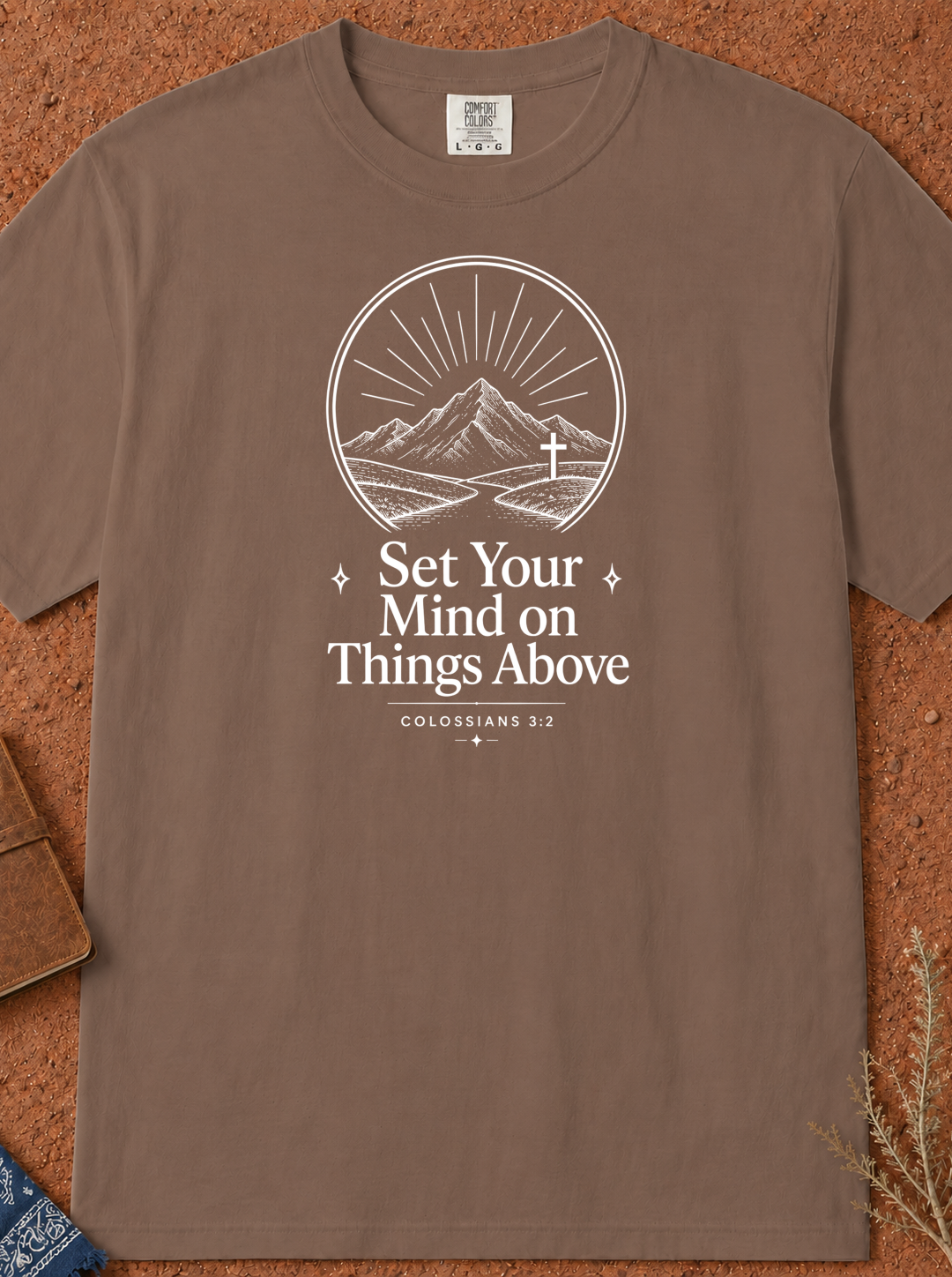 Christian Mountain T-Shirt — "Set Your Mind on Things Above" Inspirational Tee