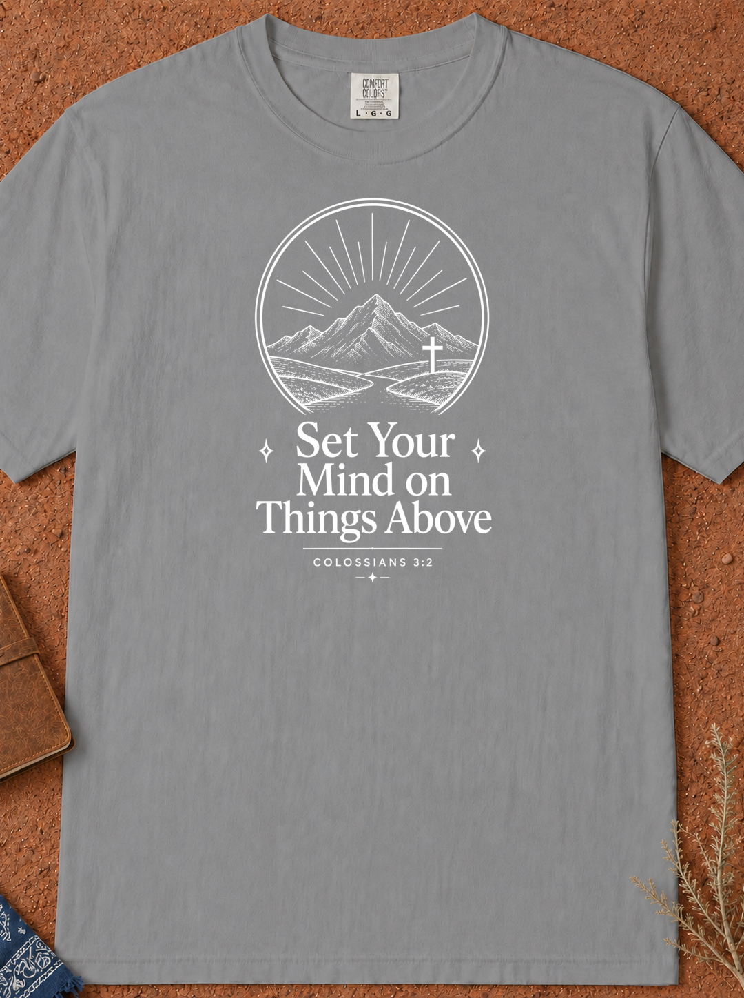 Christian Mountain T-Shirt — "Set Your Mind on Things Above" Inspirational Tee