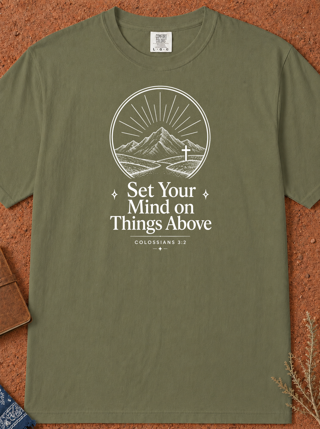 Christian Mountain T-Shirt — "Set Your Mind on Things Above" Inspirational Tee