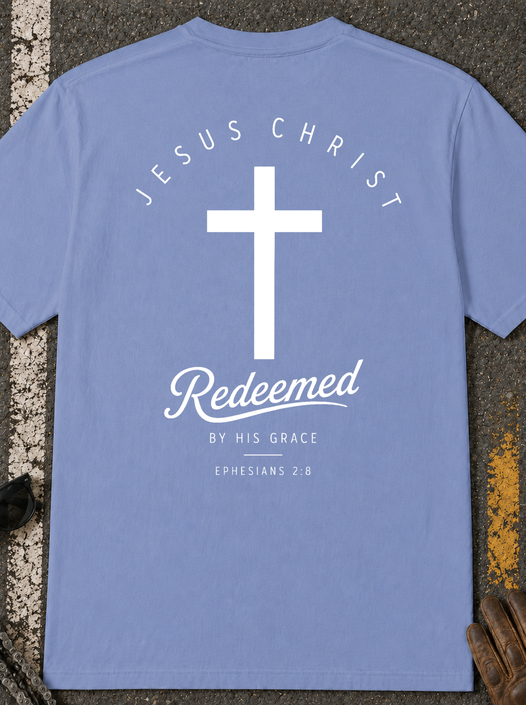 Redeemed Cross T-Shirt — "Jesus Christ Redeemed" Christian Tee