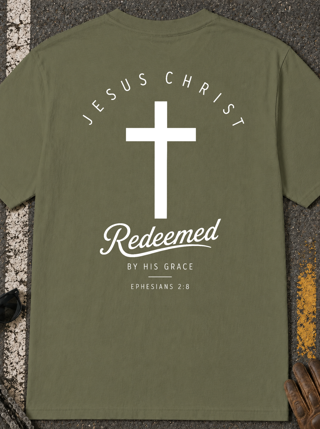 Redeemed Cross T-Shirt — "Jesus Christ Redeemed" Christian Tee
