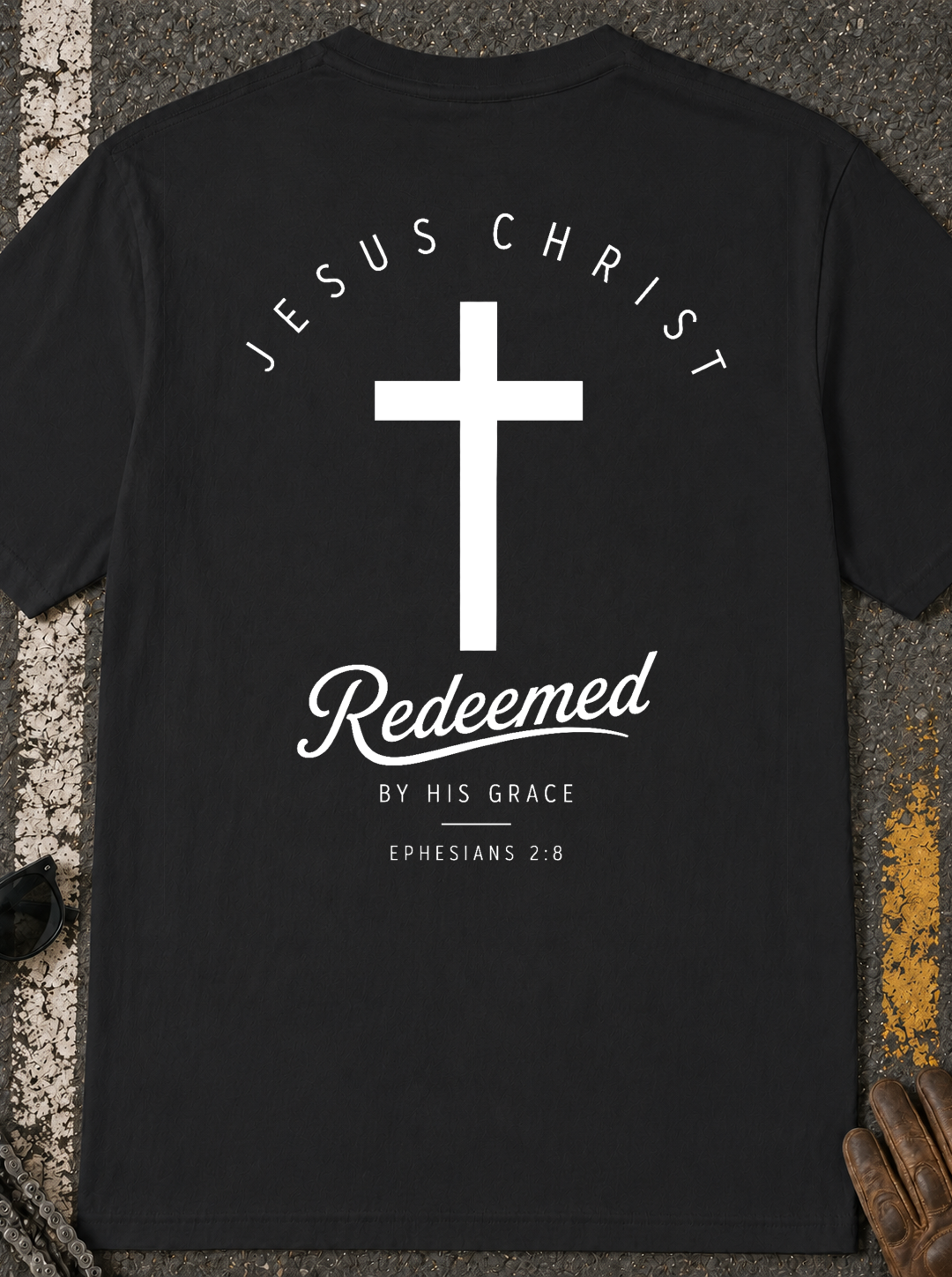 Redeemed Cross T-Shirt — "Jesus Christ Redeemed" Christian Tee