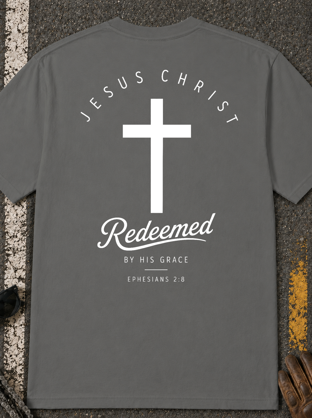 Redeemed Cross T-Shirt — "Jesus Christ Redeemed" Christian Tee