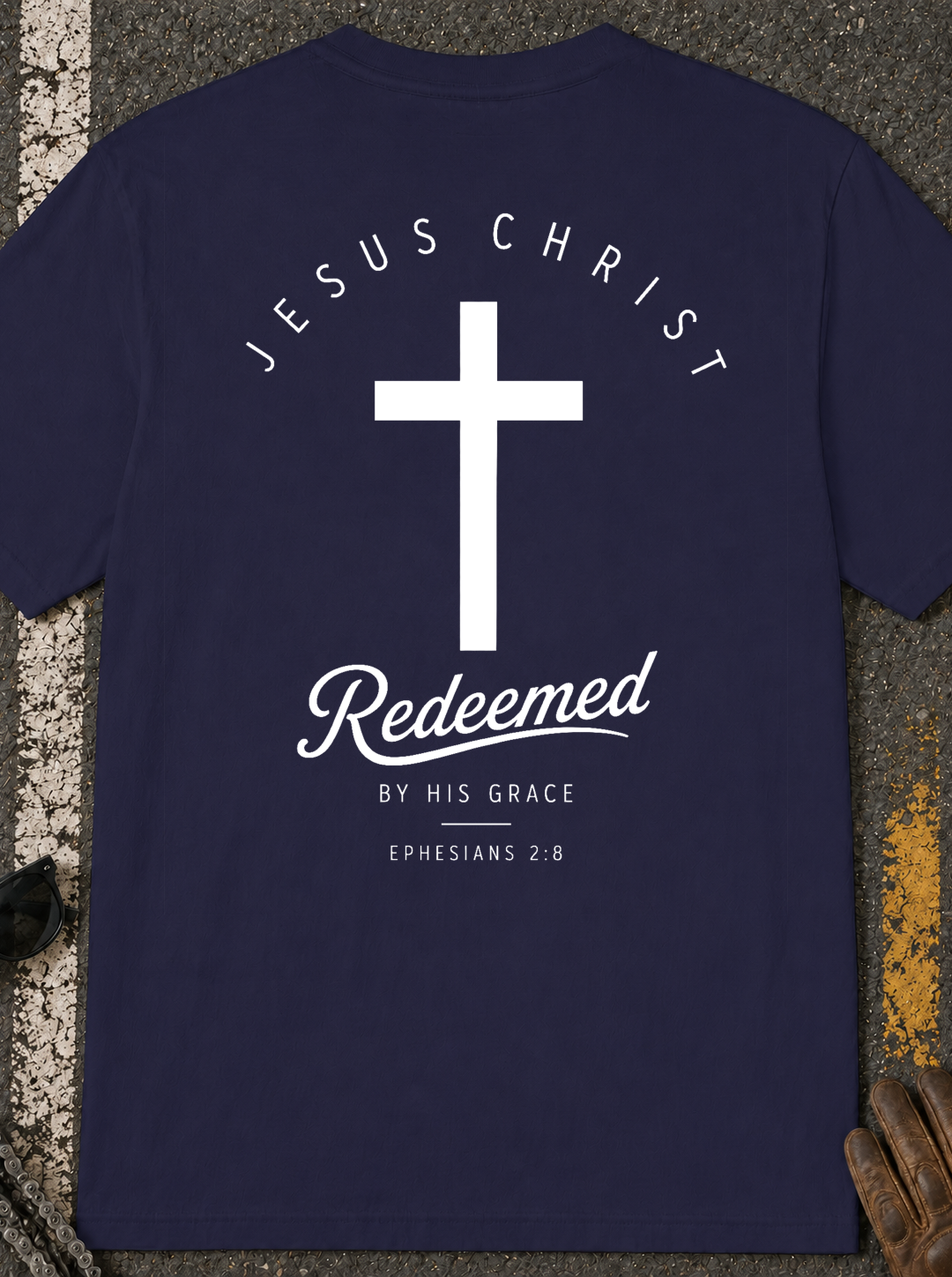 Redeemed Cross T-Shirt — "Jesus Christ Redeemed" Christian Tee