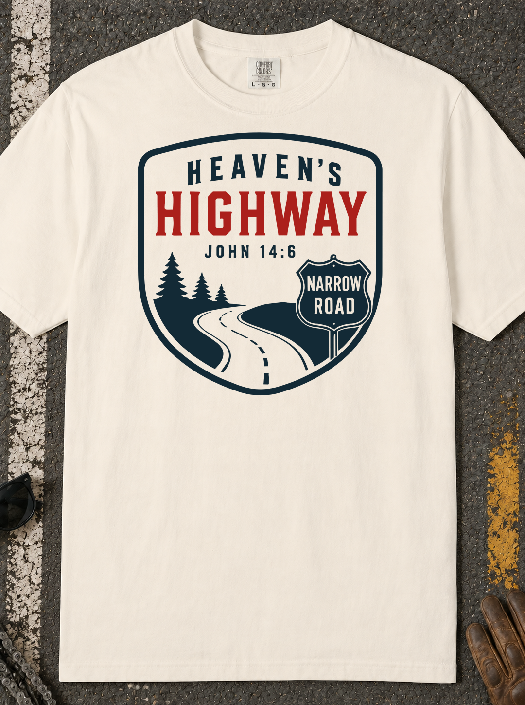 Heaven's Highway John 14:6 T-Shirt | Narrow Road Christian Faith Tee