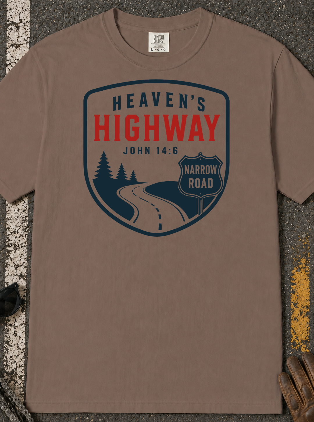 Heaven's Highway John 14:6 T-Shirt | Narrow Road Christian Faith Tee