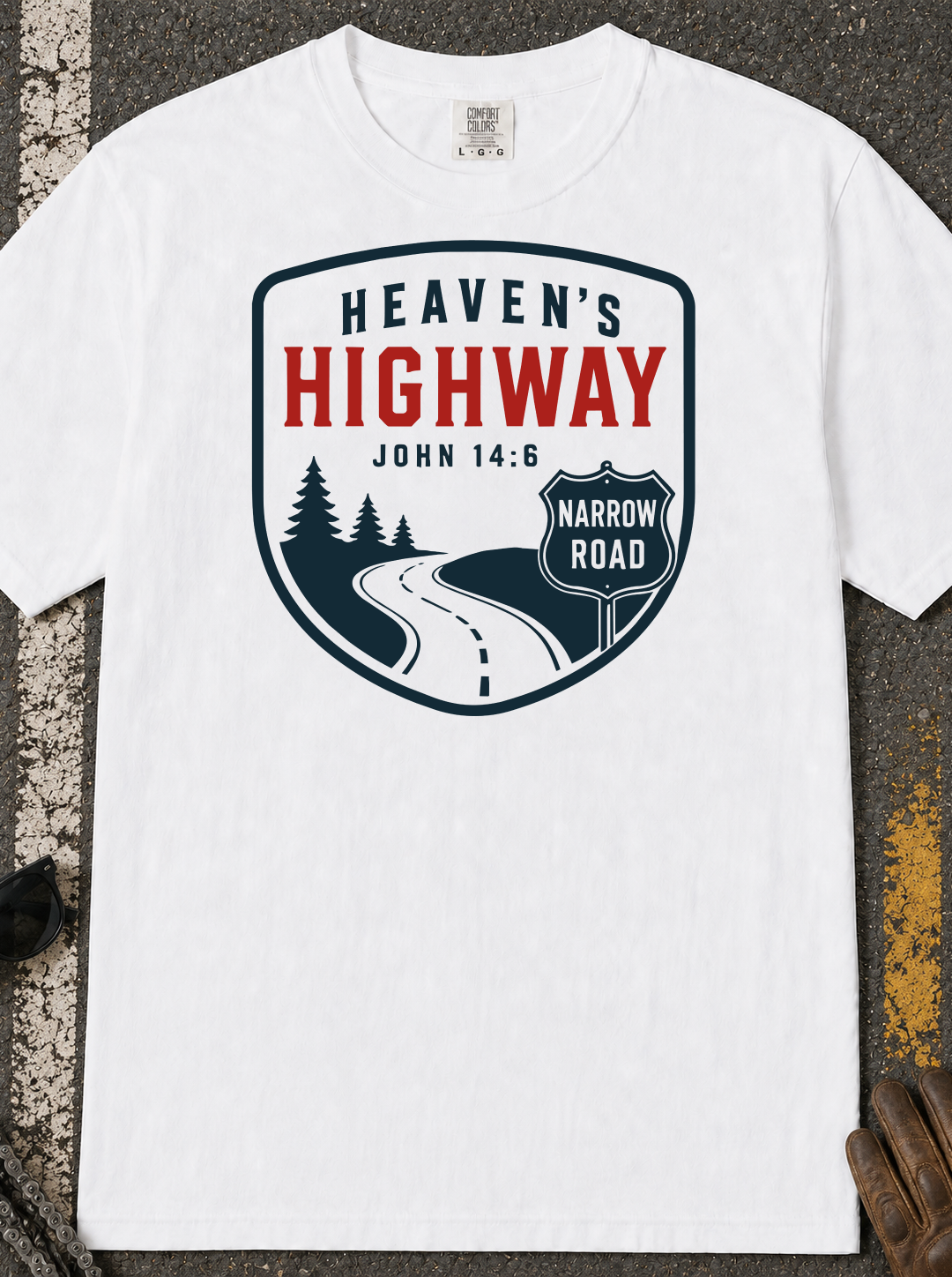 Heaven's Highway John 14:6 T-Shirt | Narrow Road Christian Faith Tee