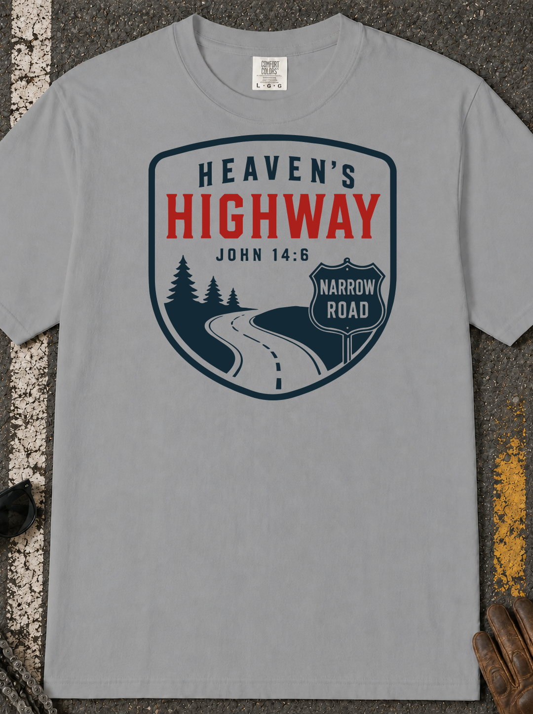 Heaven's Highway John 14:6 T-Shirt | Narrow Road Christian Faith Tee