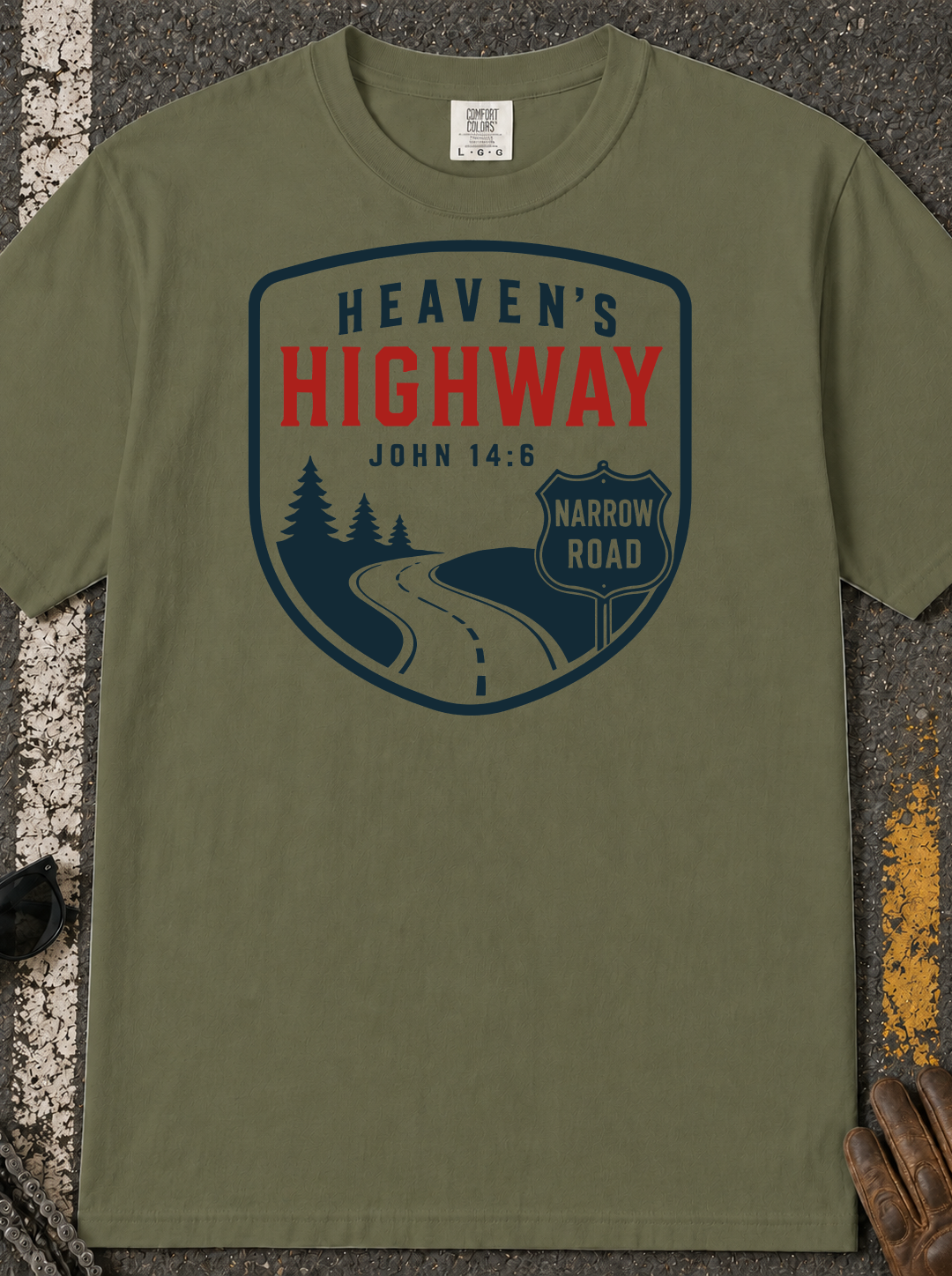 Heaven's Highway John 14:6 T-Shirt | Narrow Road Christian Faith Tee