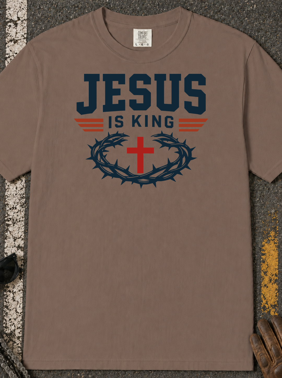 Jesus Is King T-Shirt | Christian Cross Crown of Thorns Faith Tee