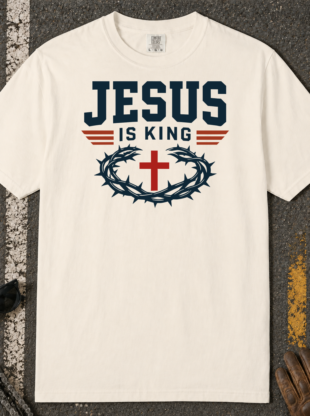 Jesus Is King T-Shirt | Christian Cross Crown of Thorns Faith Tee