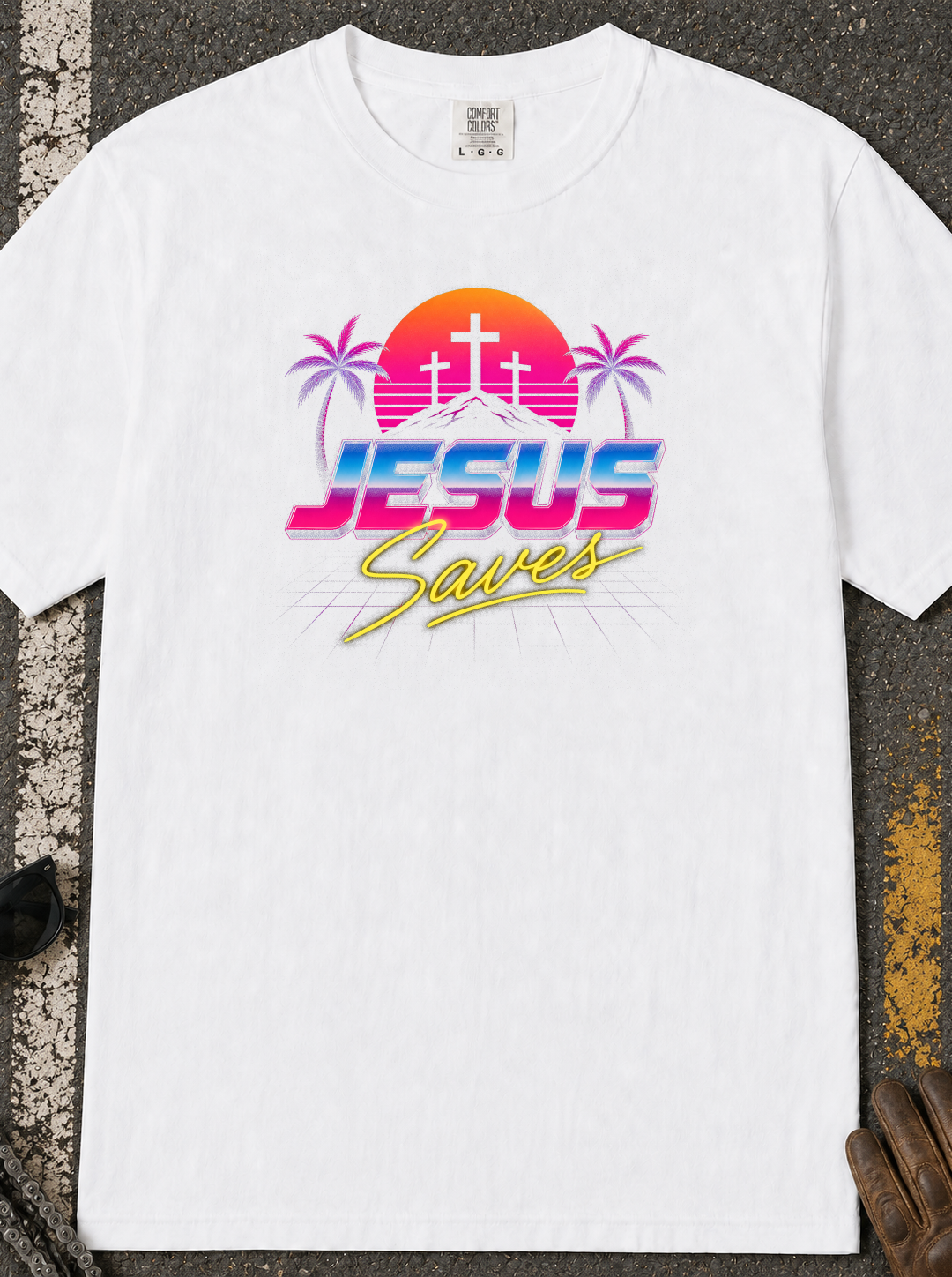 Jesus Saves Retro Sunset T-Shirt