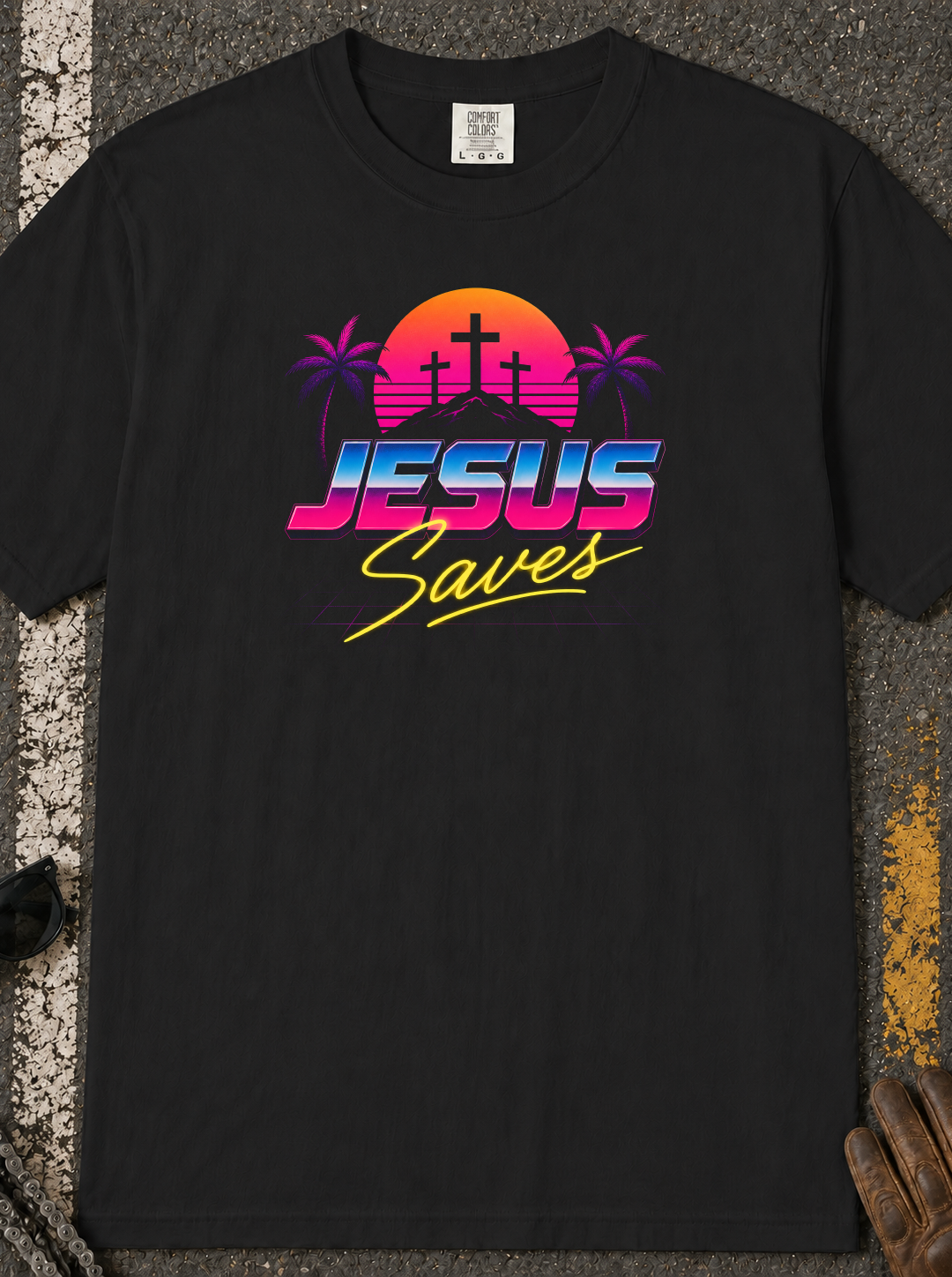 Jesus Saves Retro Sunset T-Shirt