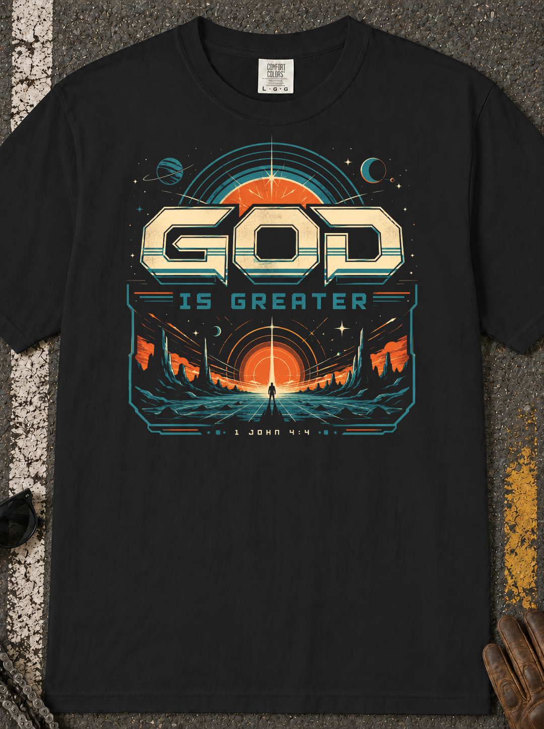 God Is Greater Retro Sunset T-Shirt