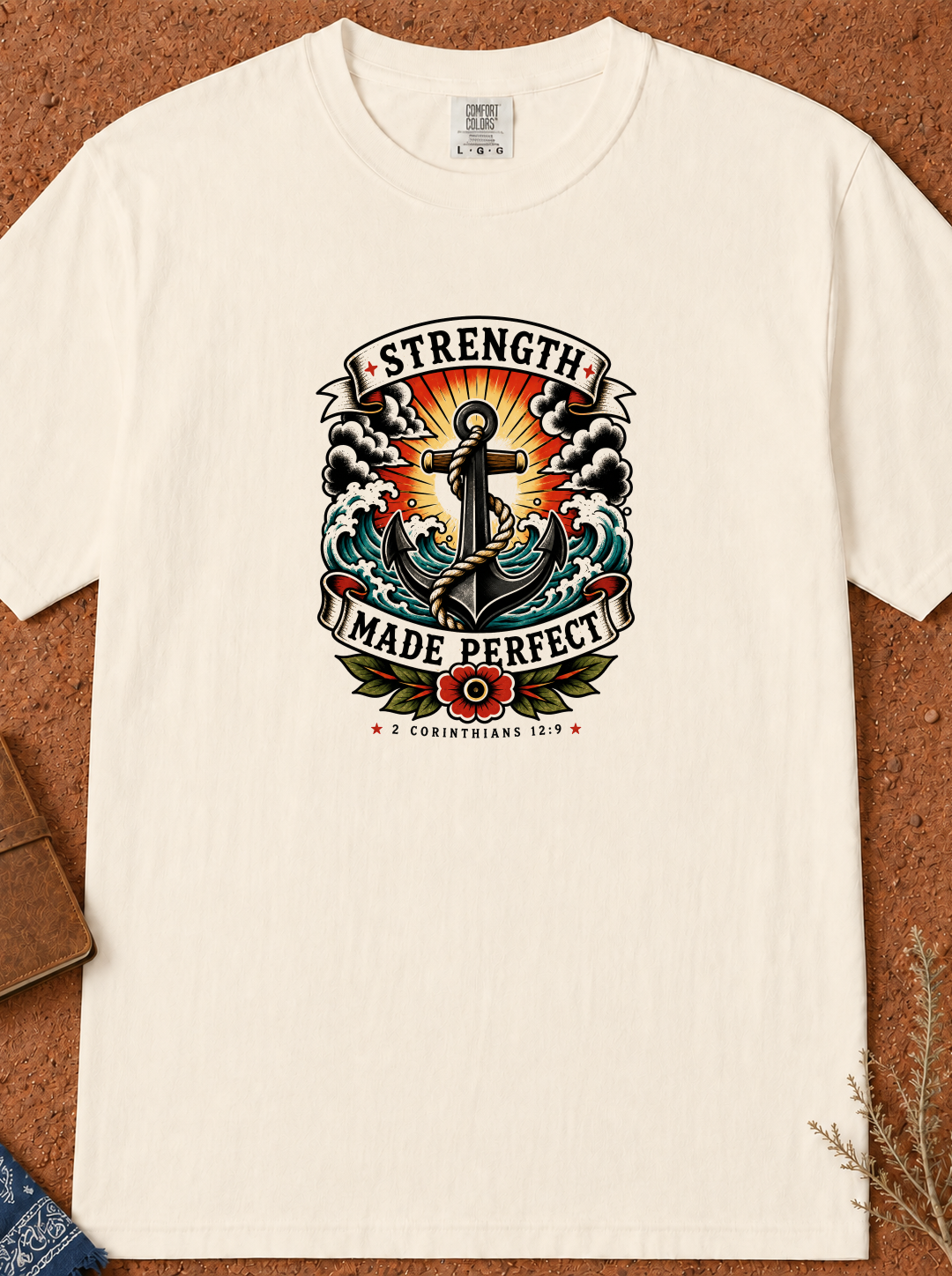 Strength Made Perfect Anchor T-Shirt — Nautical Vintage Anchor Graphic Tee