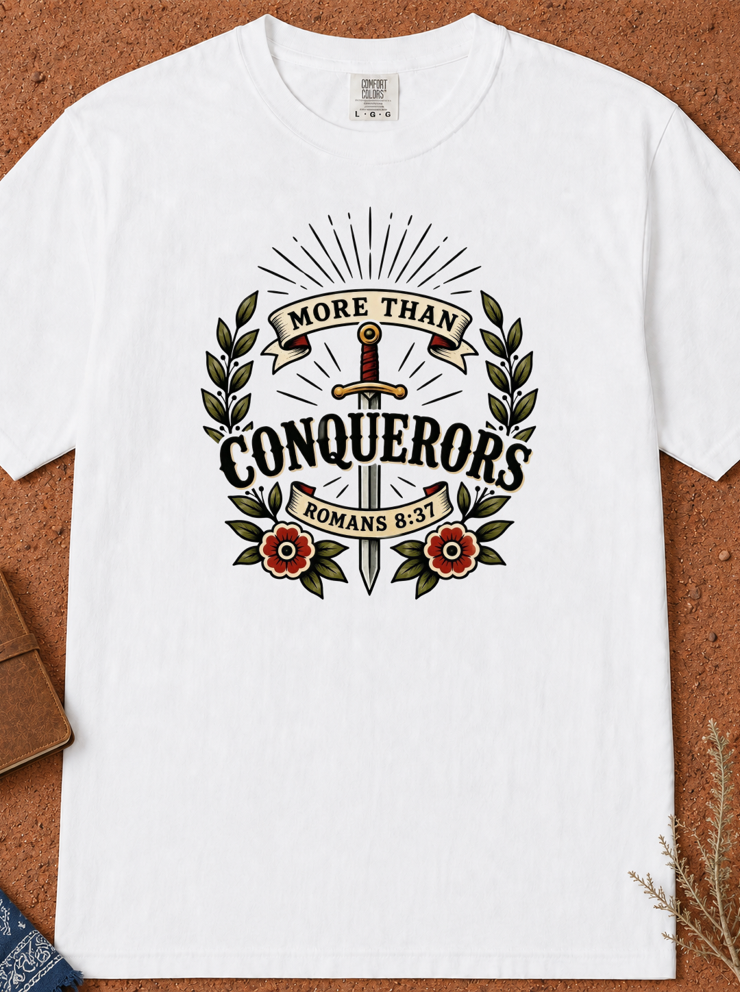 Christian "More Than Conquerors" T-Shirt — Romans 8:37 Inspirational Tee