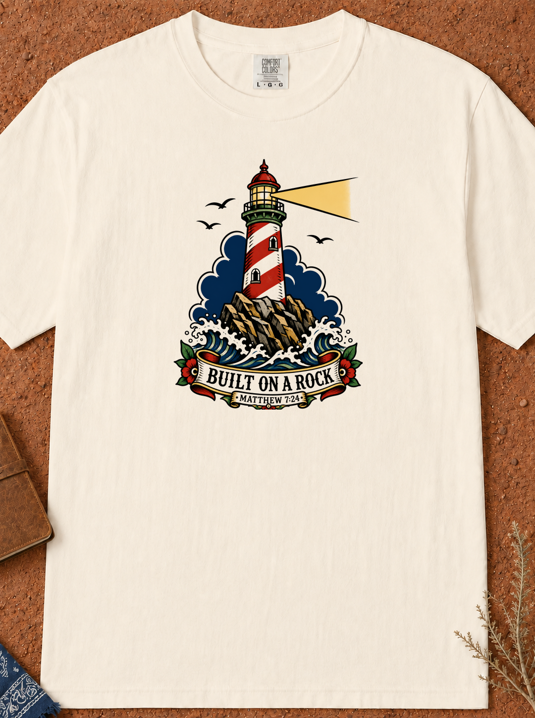 Lighthouse 'Built on a Rock' Graphic Tee