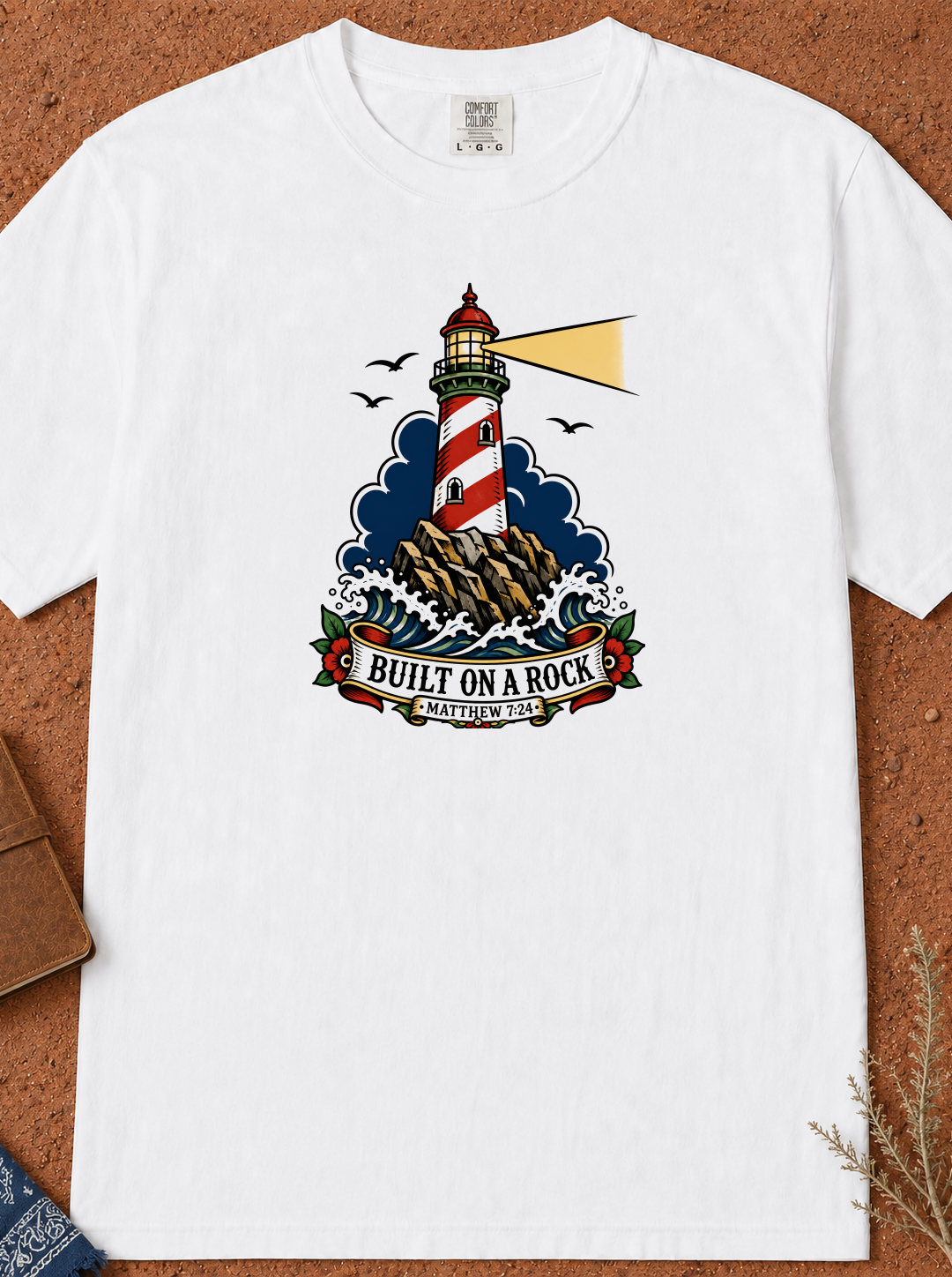 Lighthouse 'Built on a Rock' Graphic Tee