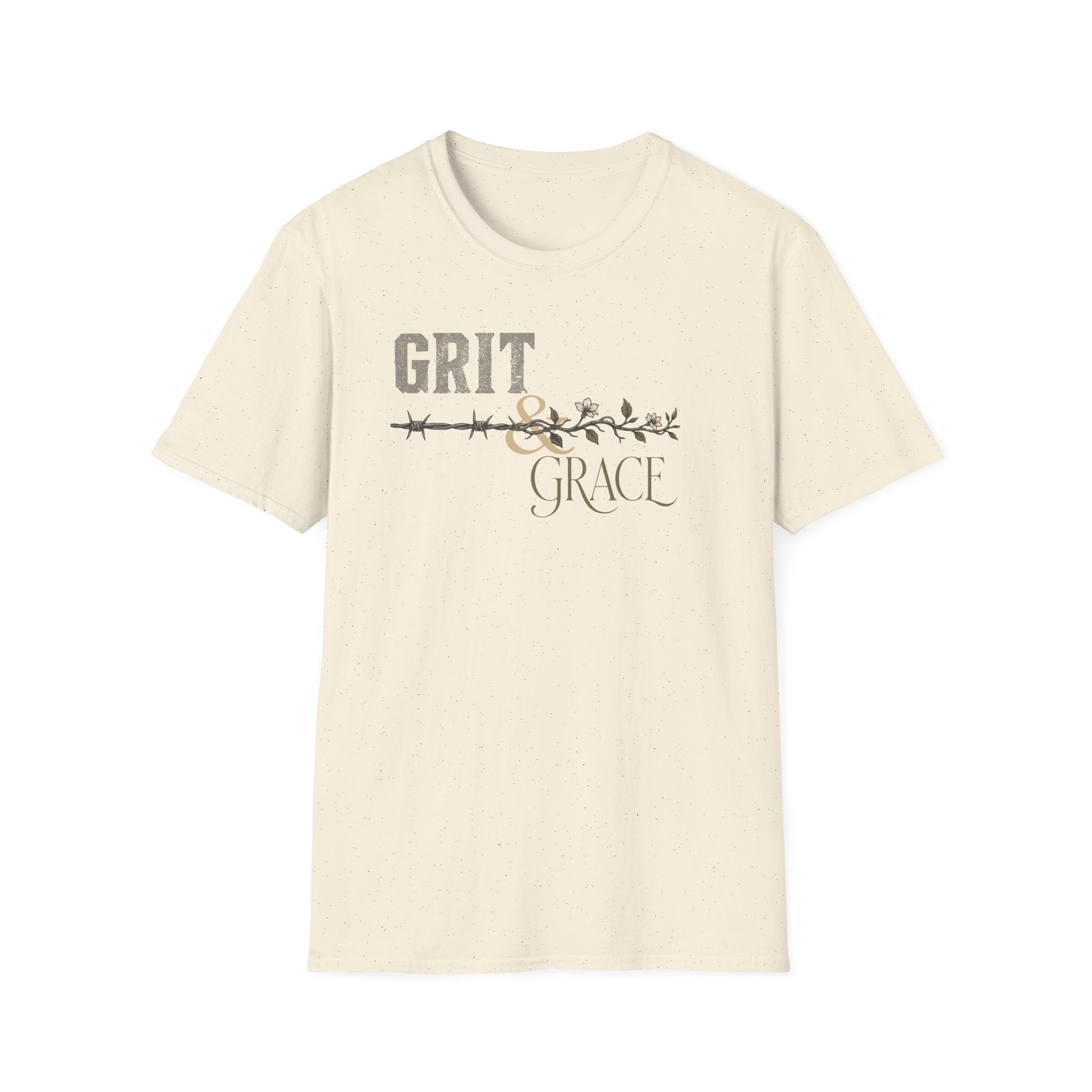 Grit & Grace T-Shirt | Barbed Wire Floral Typography