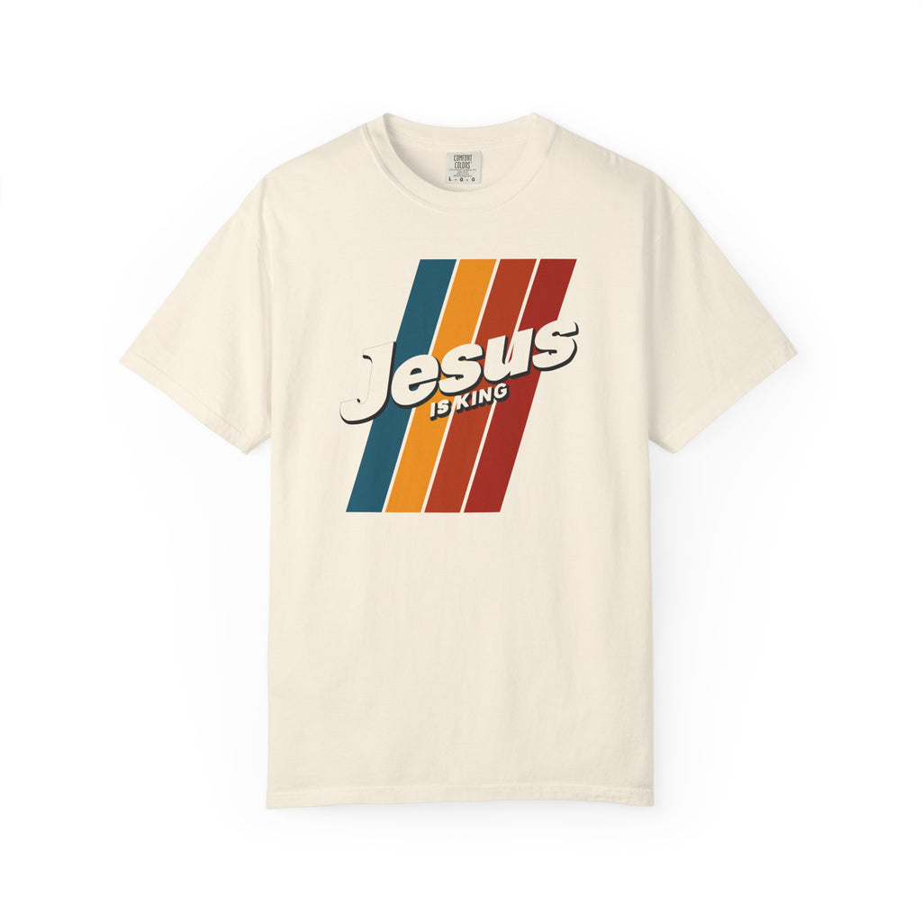 Jesus Is King T-shirt | Retro Stripes Christian Tee