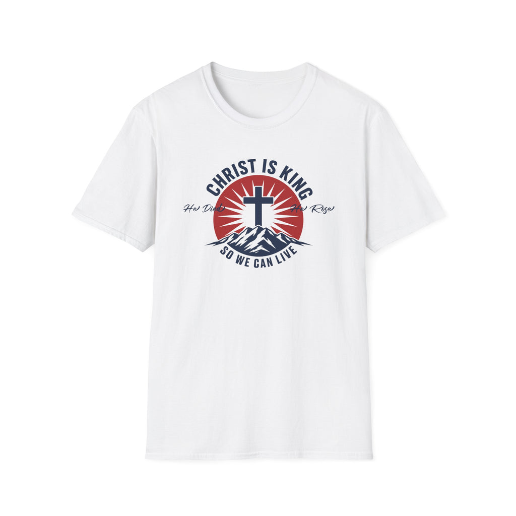 Christ Is King cross sunrise mountain T-Shirt | Christian faith shirt
