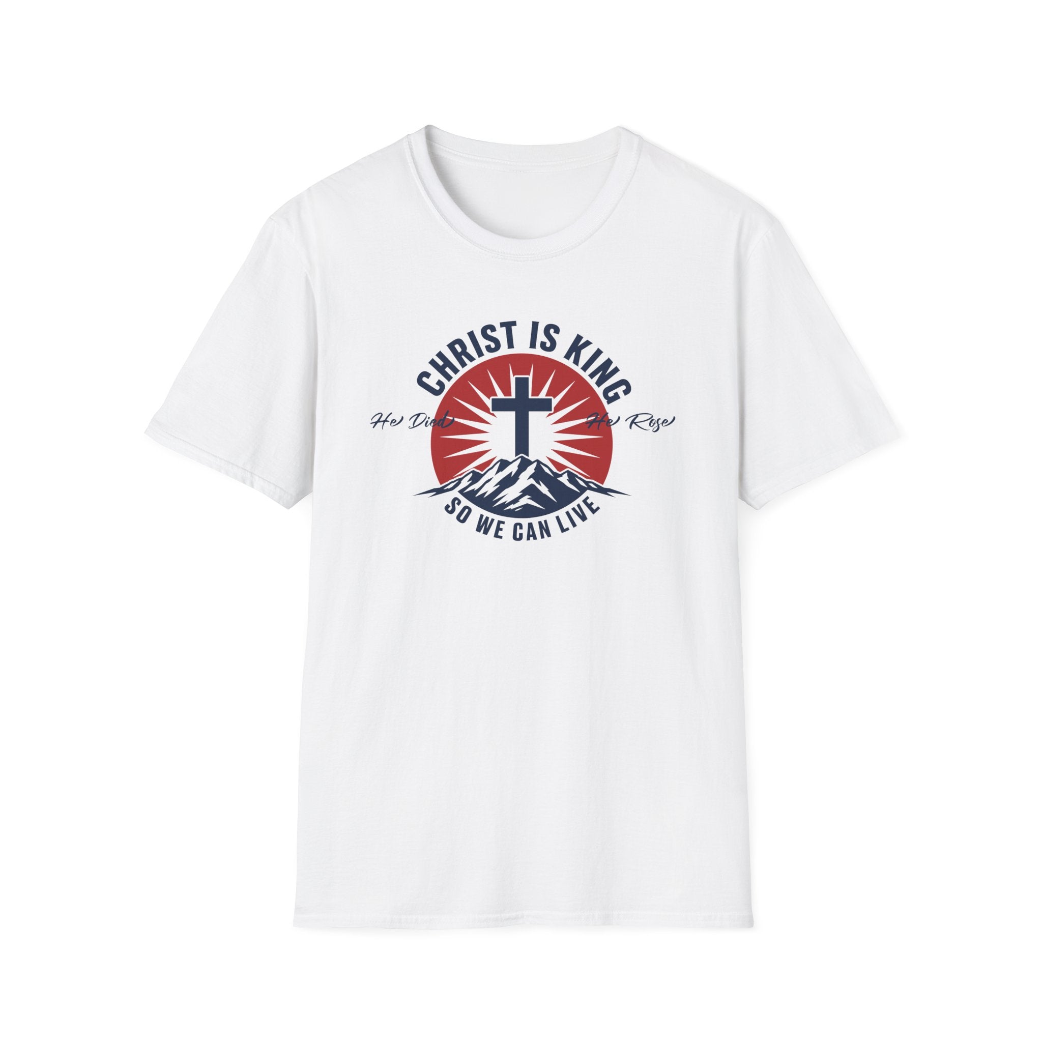 Christ Is King cross sunrise mountain T-Shirt | Christian faith shirt